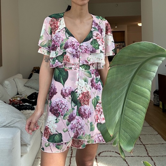 Floral Pink and Green Dress - Picture 2 of 4